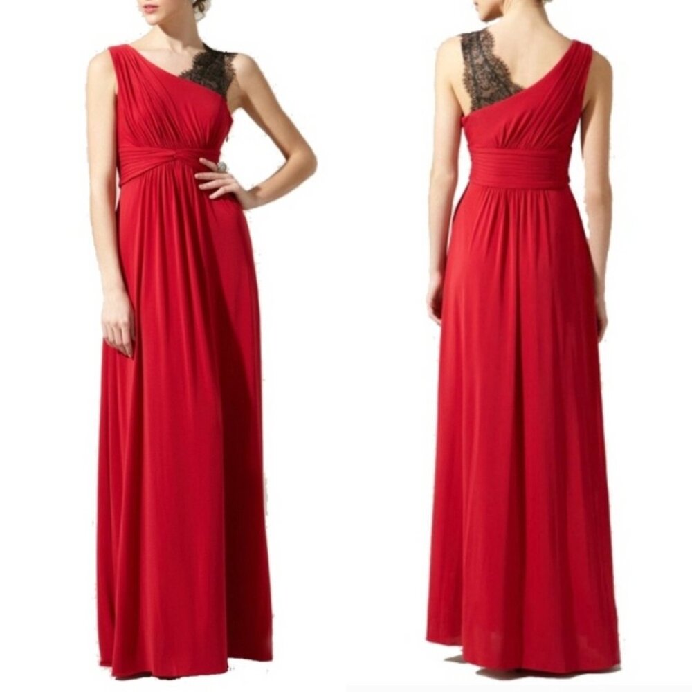 BCBGMaxAzria Quenby Lace Shoulder Stretch Gown